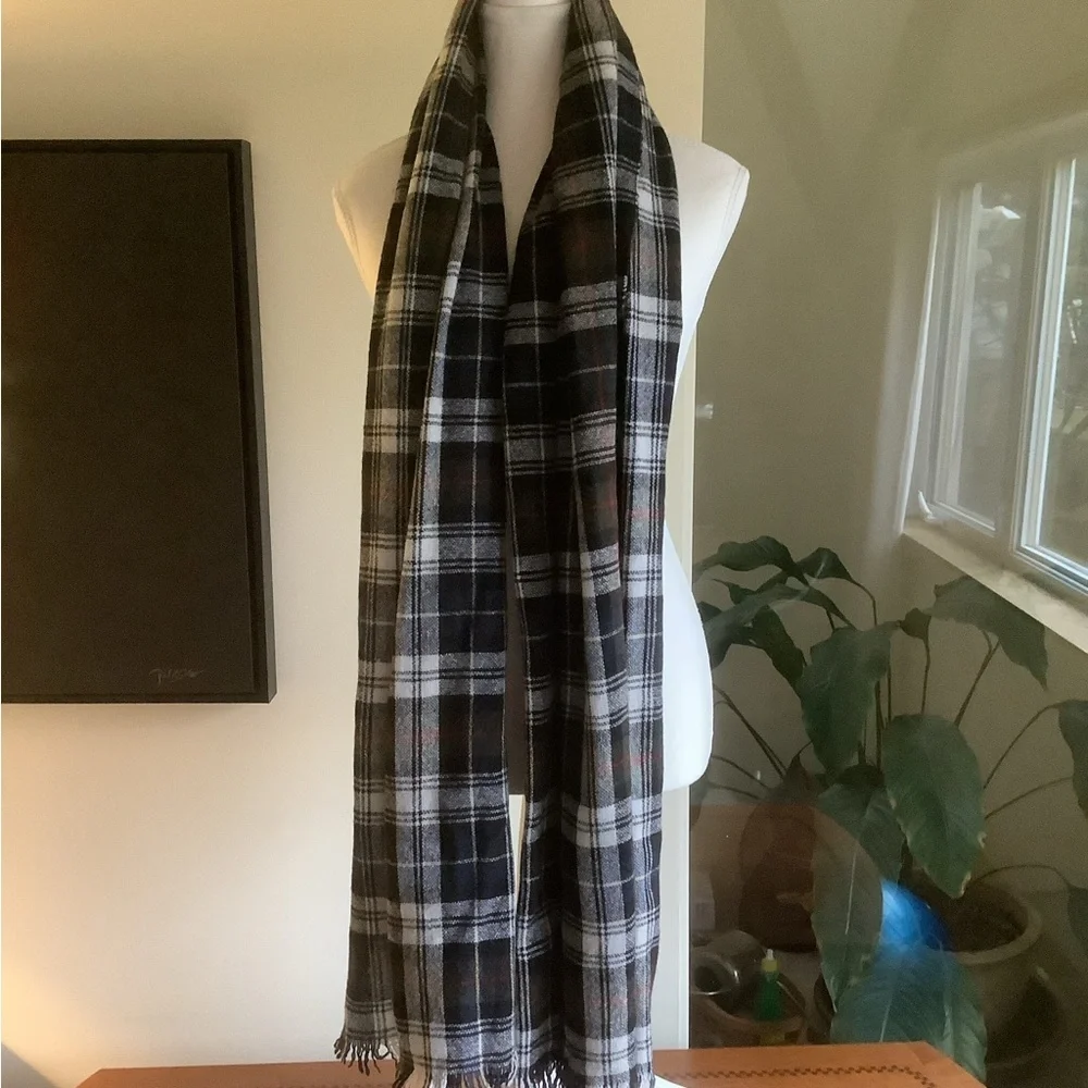J. Crew Wool Blend Plaid Scarf/Wrap Made in Italy